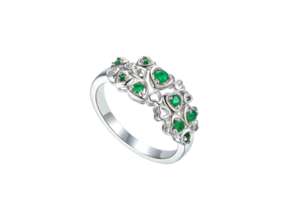 Green Love Hearts Ring